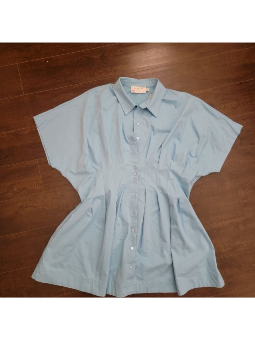 Anthropologie The Tobie Mini Shirt Dress Vintage Charming Sky Blue Womens 2X - Picture 2 of 9